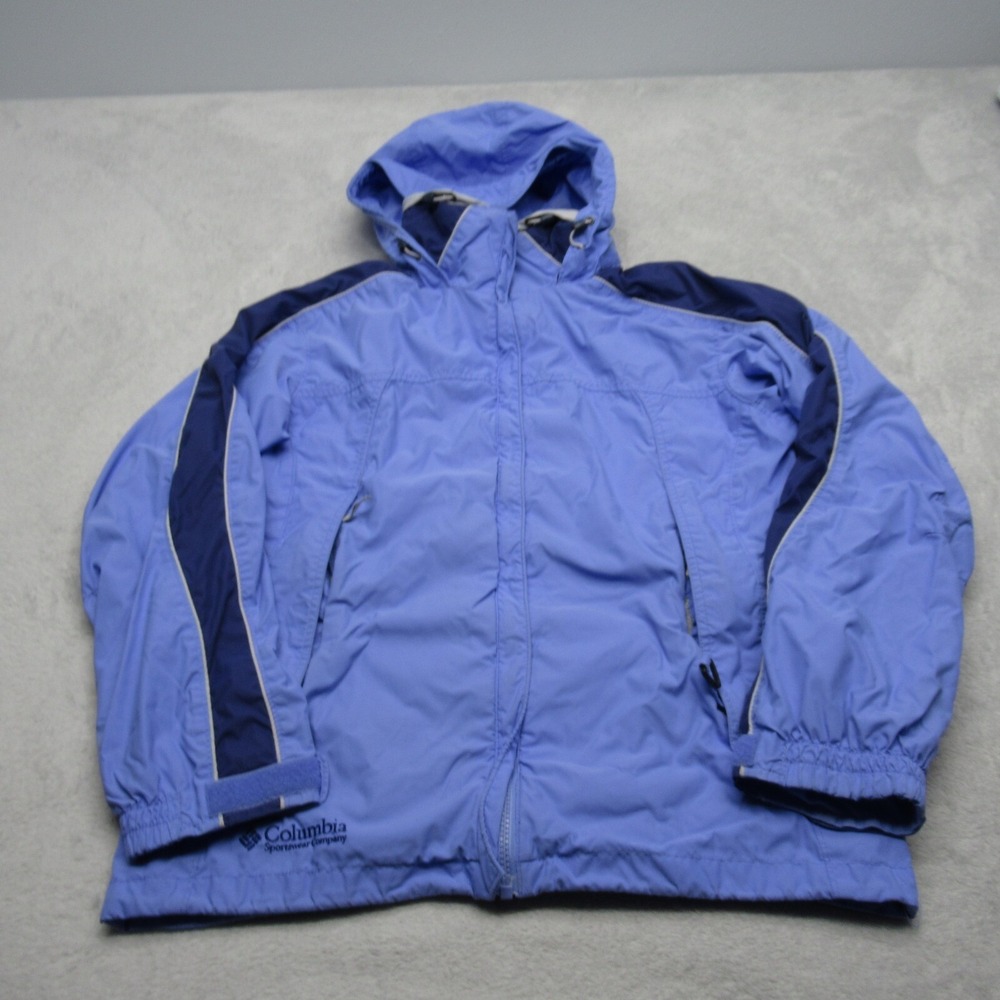 Columbia Jacket Womens Medium Purple Hooded Full Zip Rain Hiking 3in1 Shell VTG